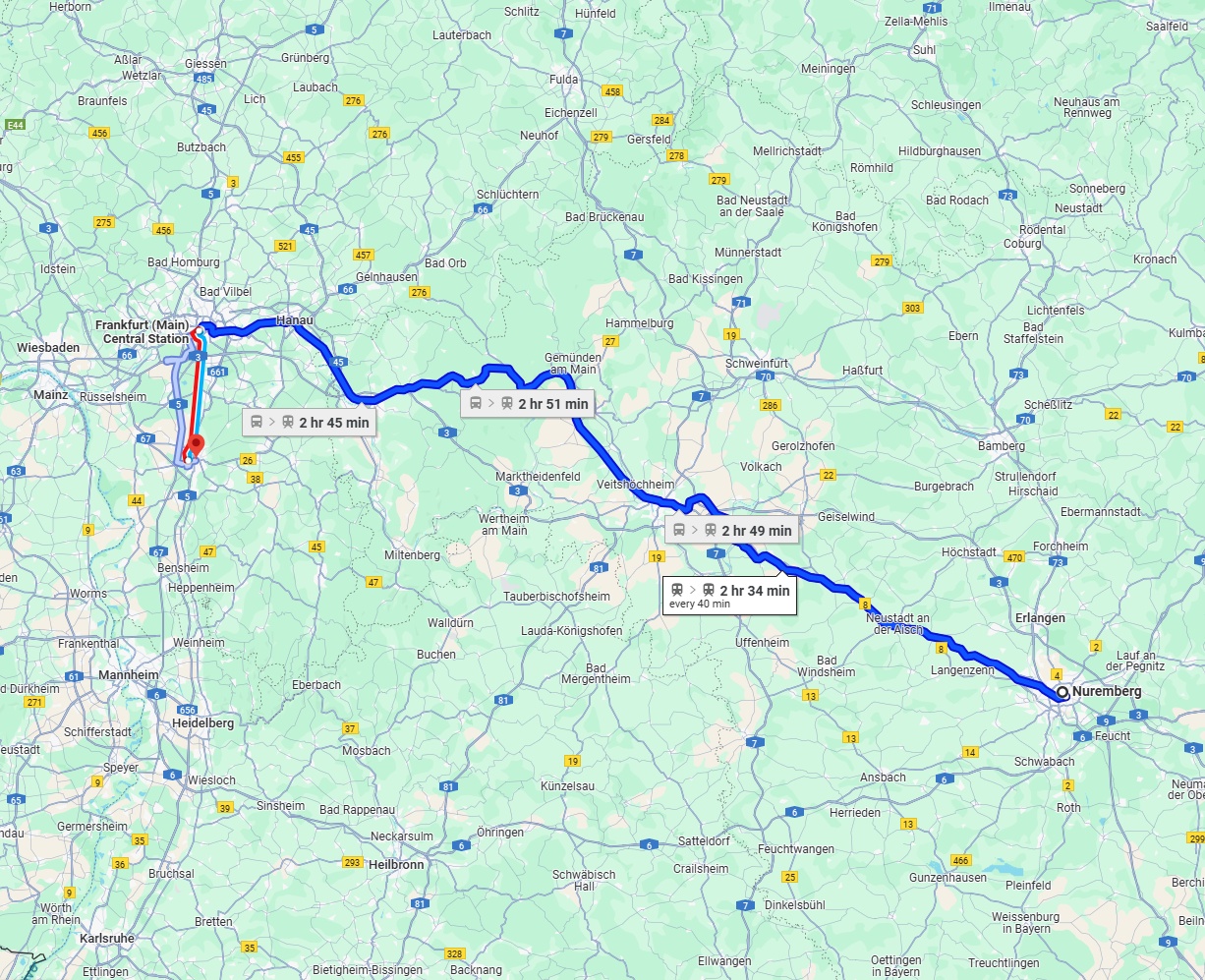 Anreise von Nürnberg Zu Darmstadt Über 
