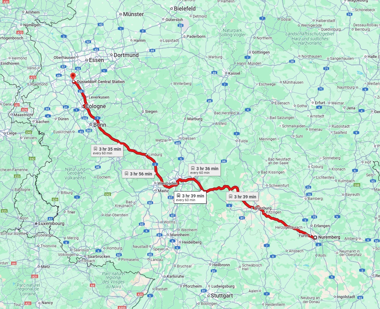 Anreise von Nürnberg Zu Düsseldorf Über 