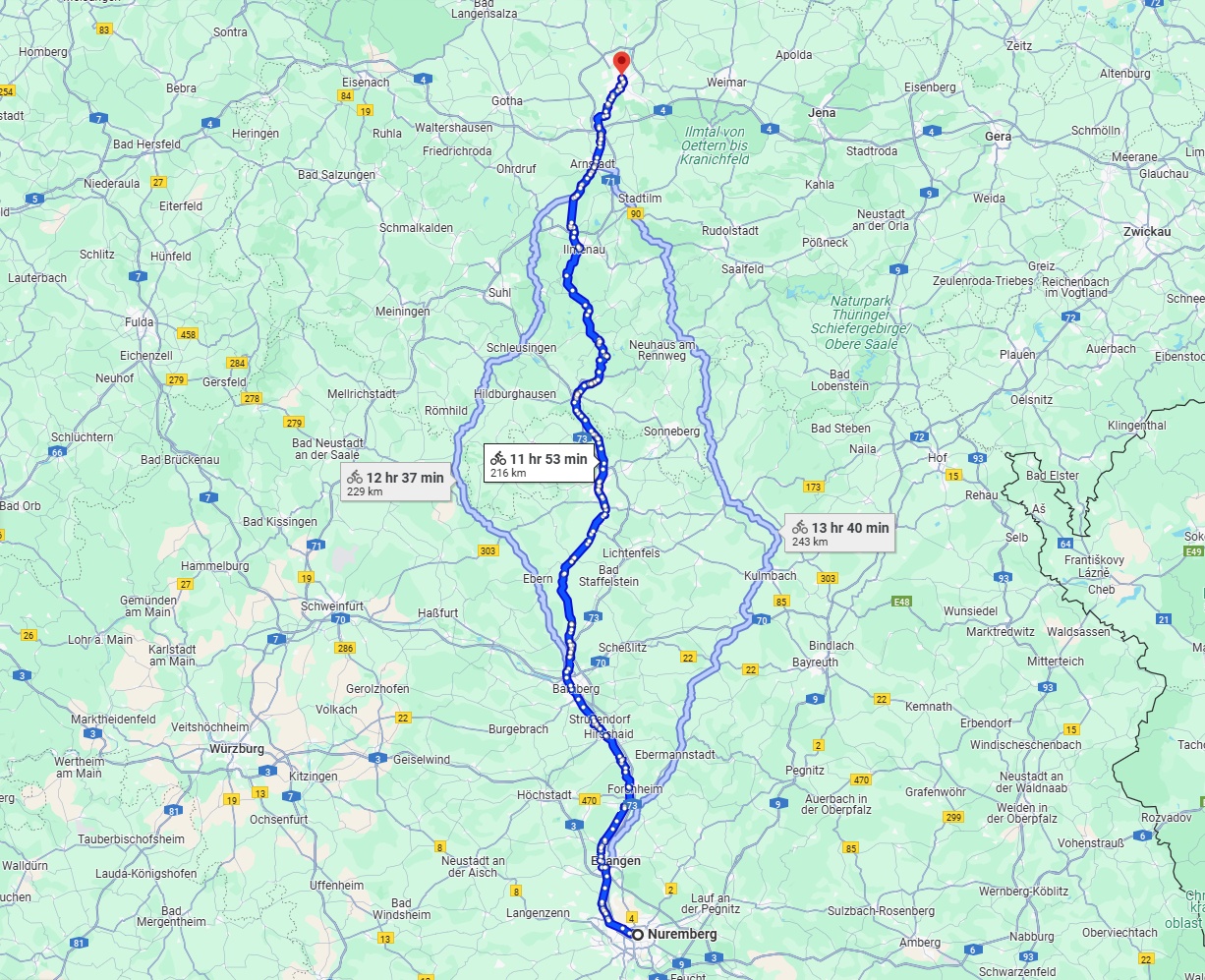 Anreise von Nürnberg Zu Erfurt Über 