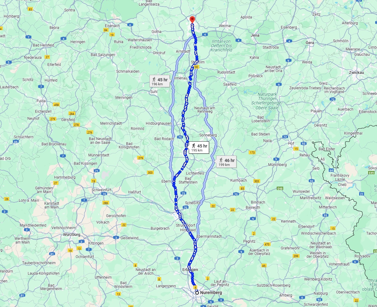 Anreise von Nürnberg Zu Erfurt Über 