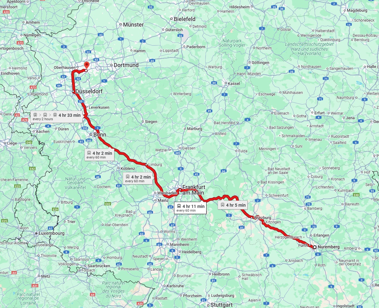 Anreise von Nürnberg Zu Essen Über 