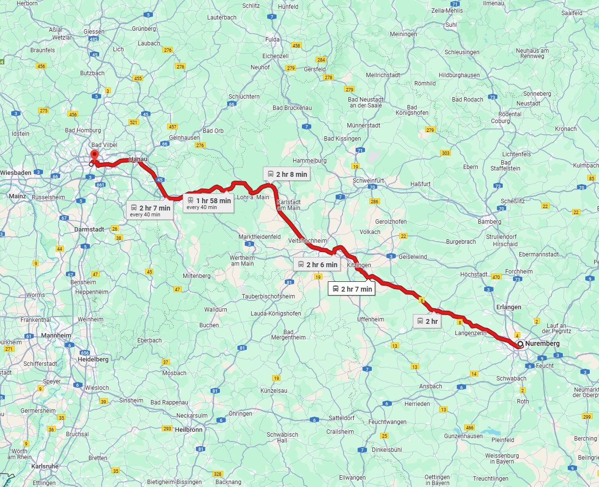 Anreise von Nürnberg Zu Frankfurt am Main Über 