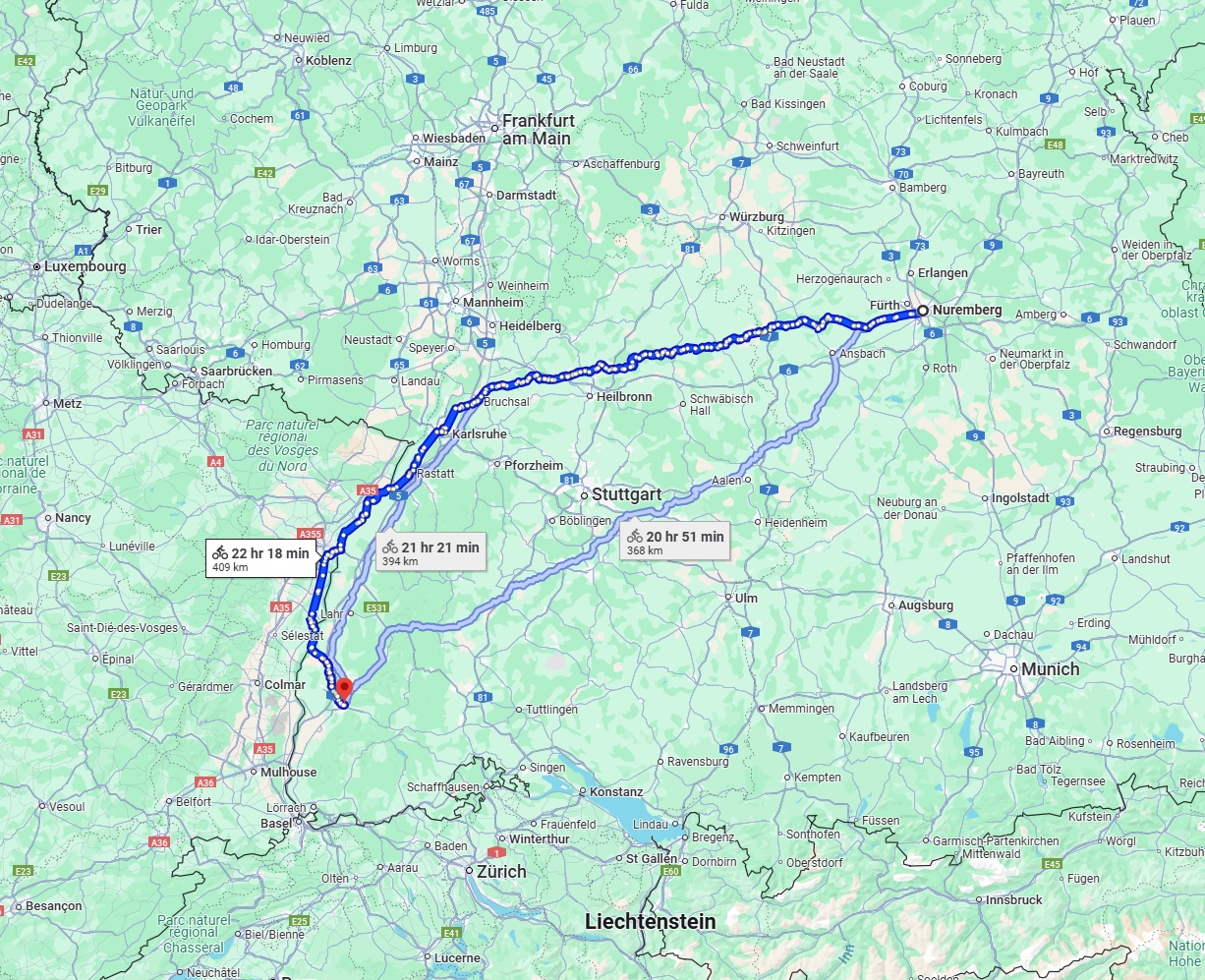 Anreise von Nürnberg Zu Freiburg im Breisgau Über 