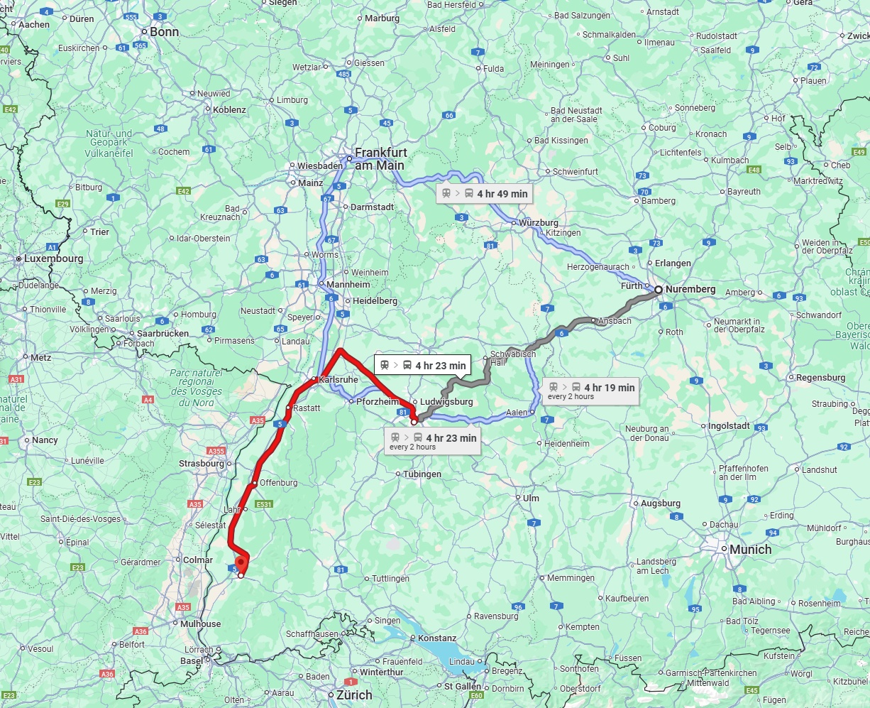 Anreise von Nürnberg Zu Freiburg im Breisgau Über 
