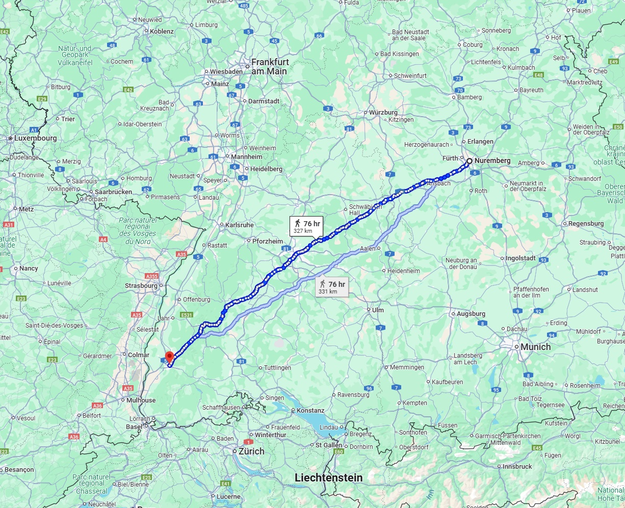 Anreise von Nürnberg Zu Freiburg im Breisgau Über 