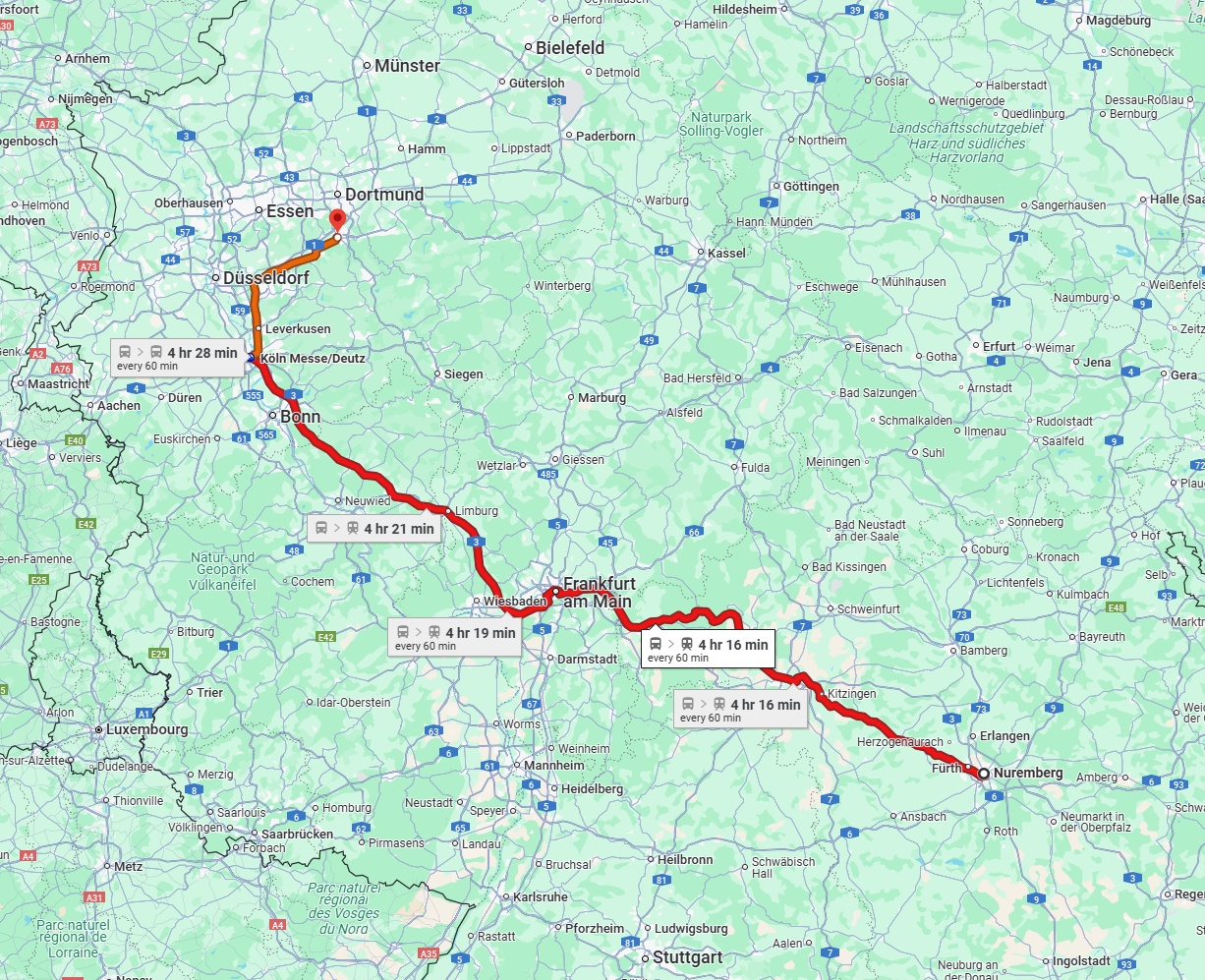 Anreise von Nürnberg Zu Hagen Über 