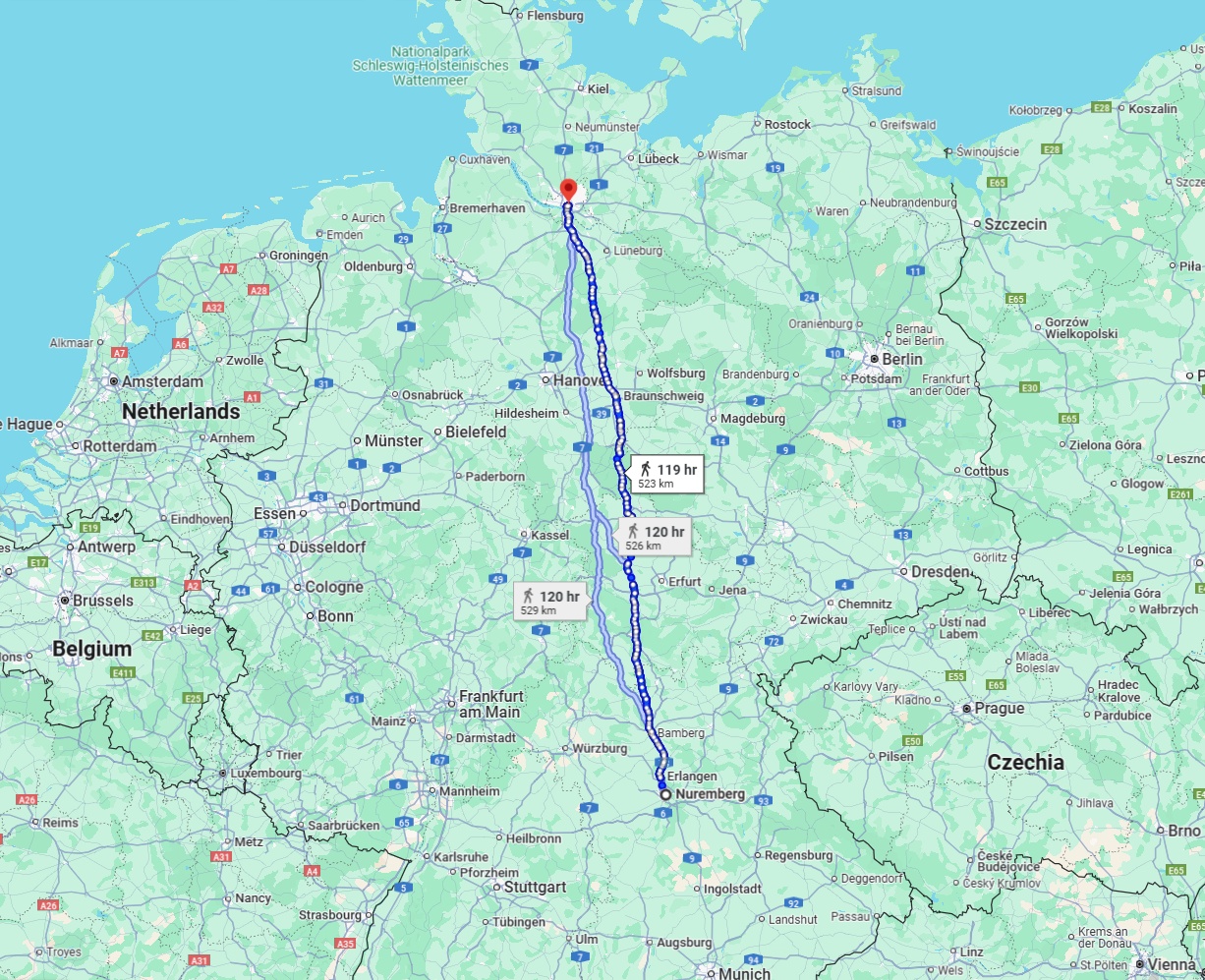 Anreise von Nürnberg Zu Hamburg Über 