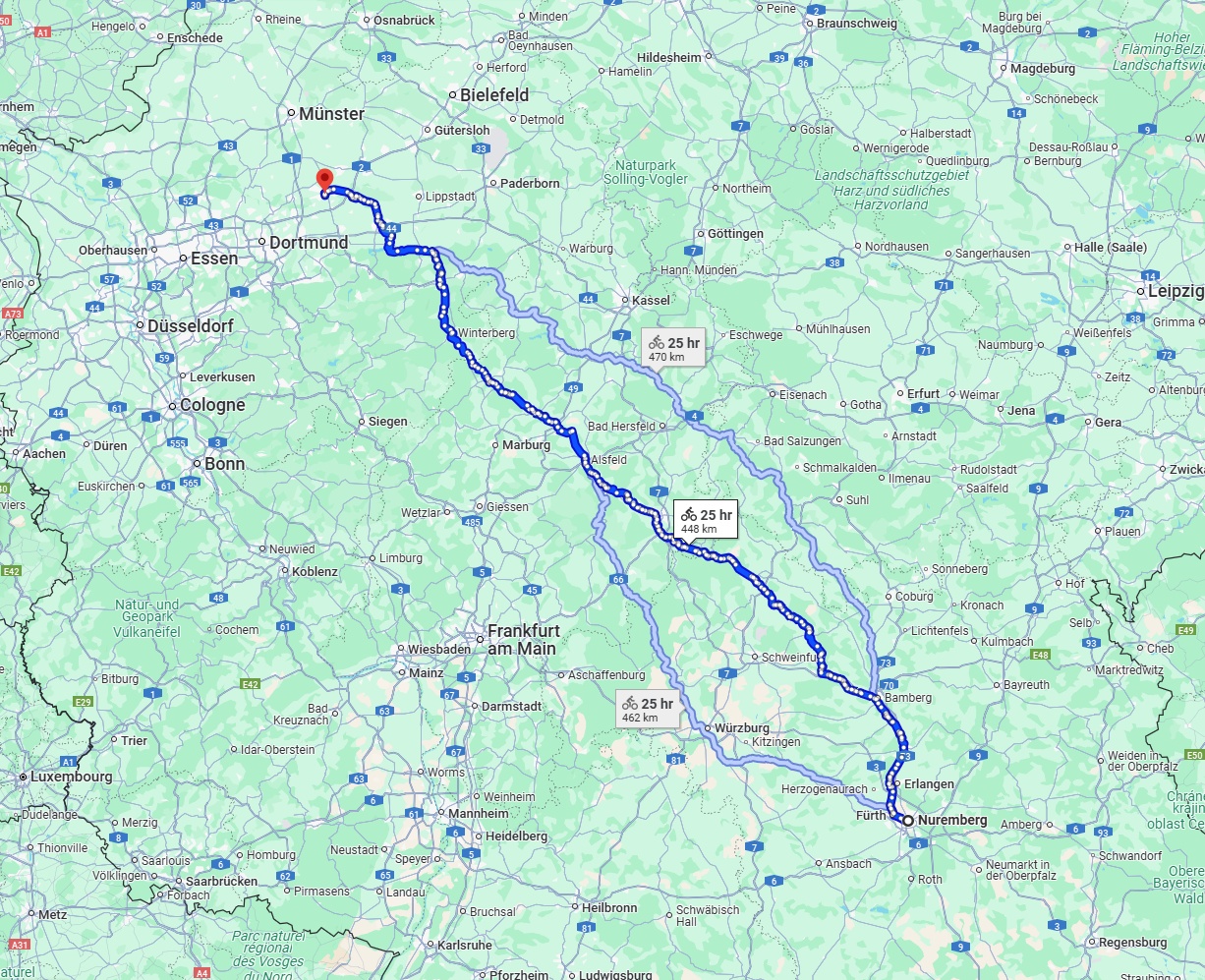 Anreise von Nürnberg Zu Hamm Über 