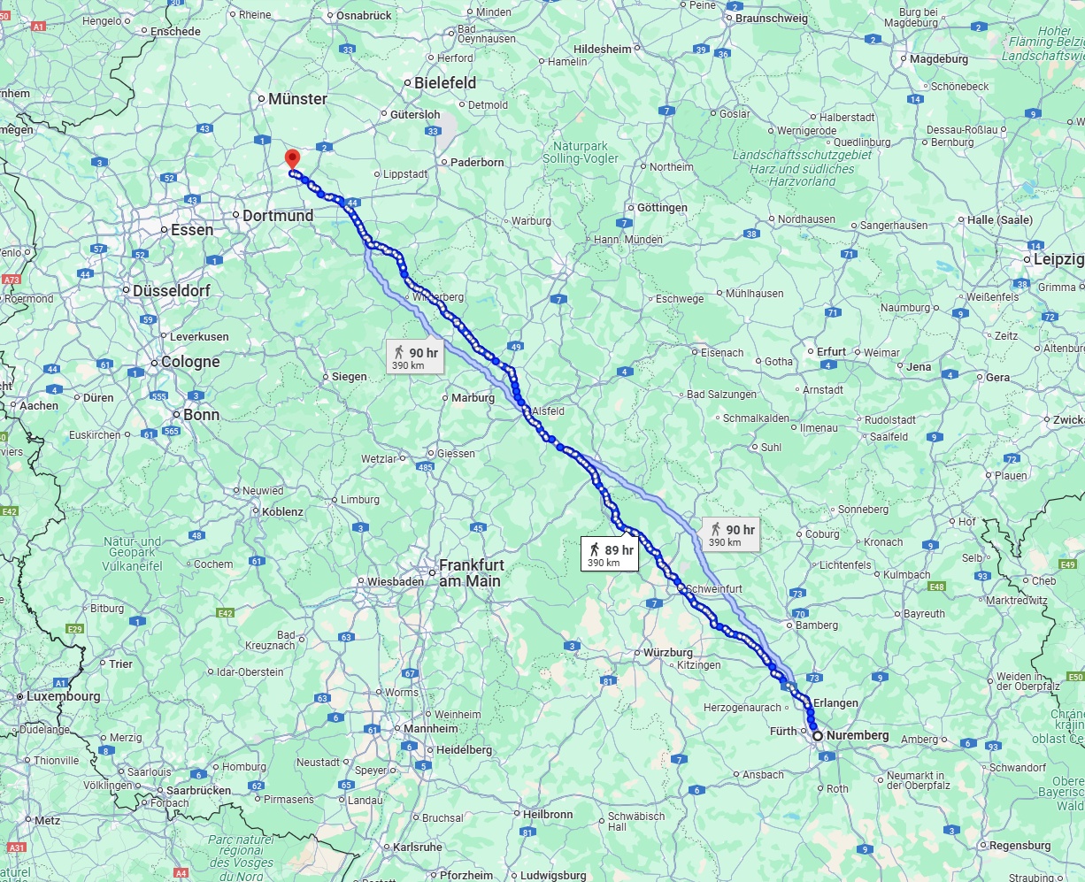 Anreise von Nürnberg Zu Hamm Über 