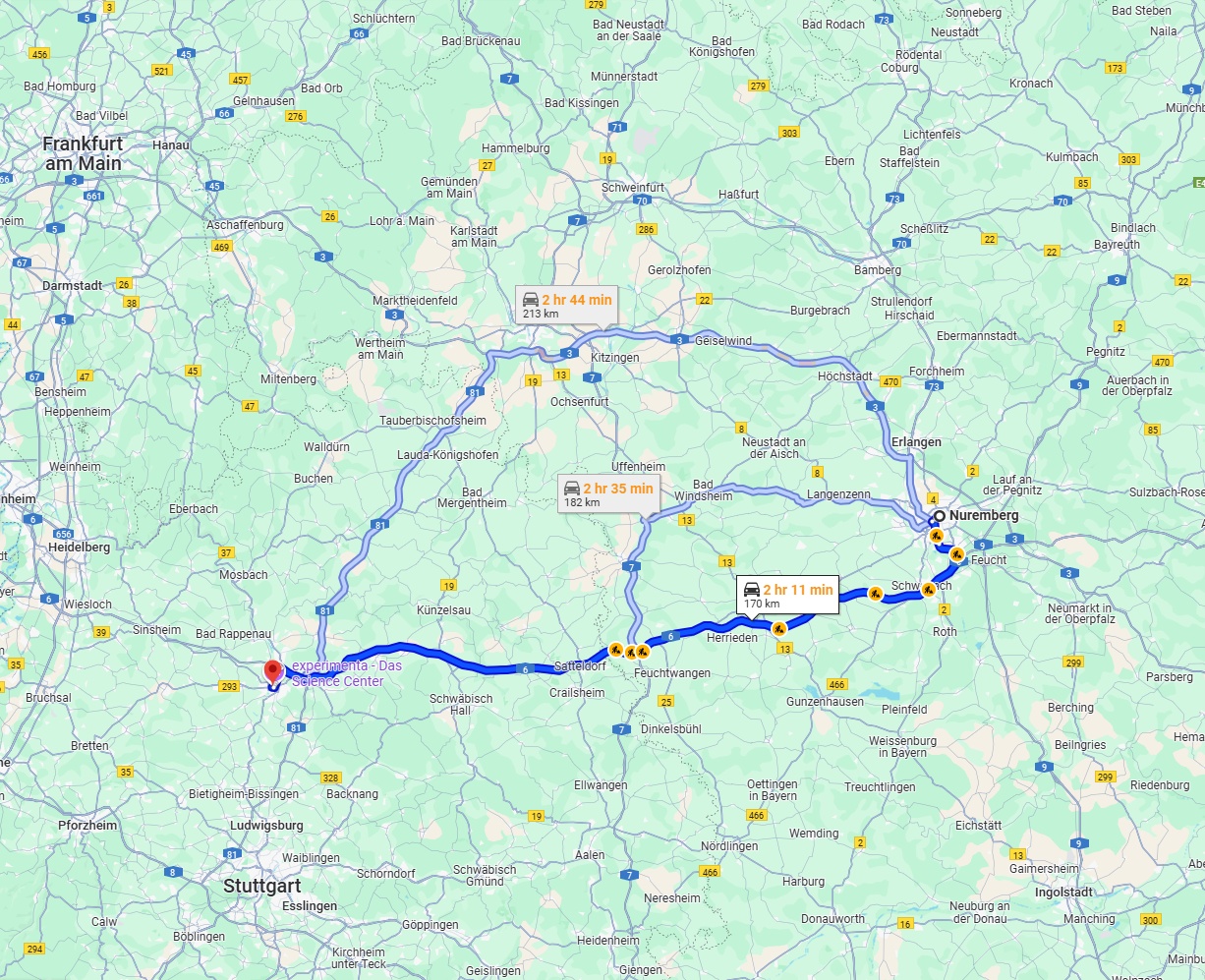 Anreise von Nürnberg Zu Heilbronn Über via A6