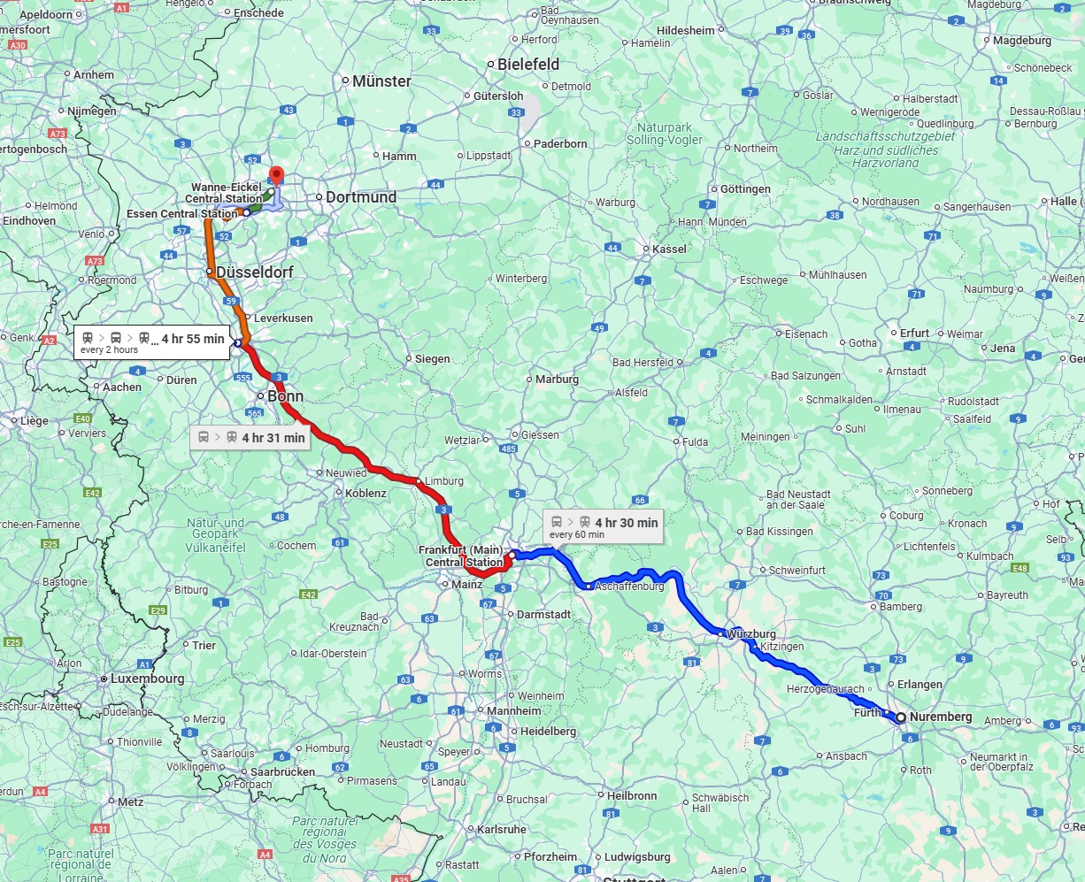 Anreise von Nürnberg Zu Herne Über 