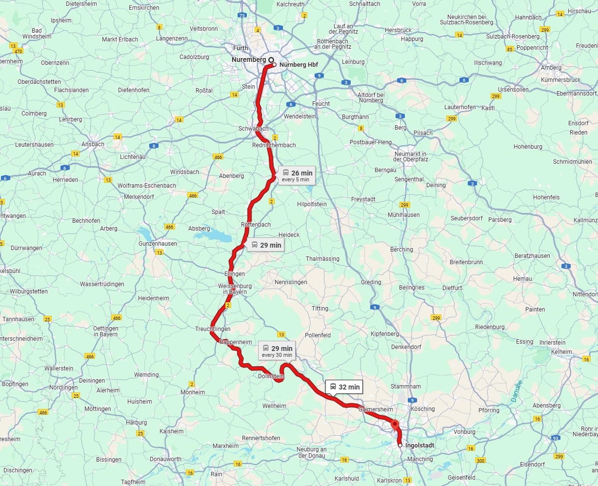 Anreise von Nürnberg Zu Ingolstadt Über 