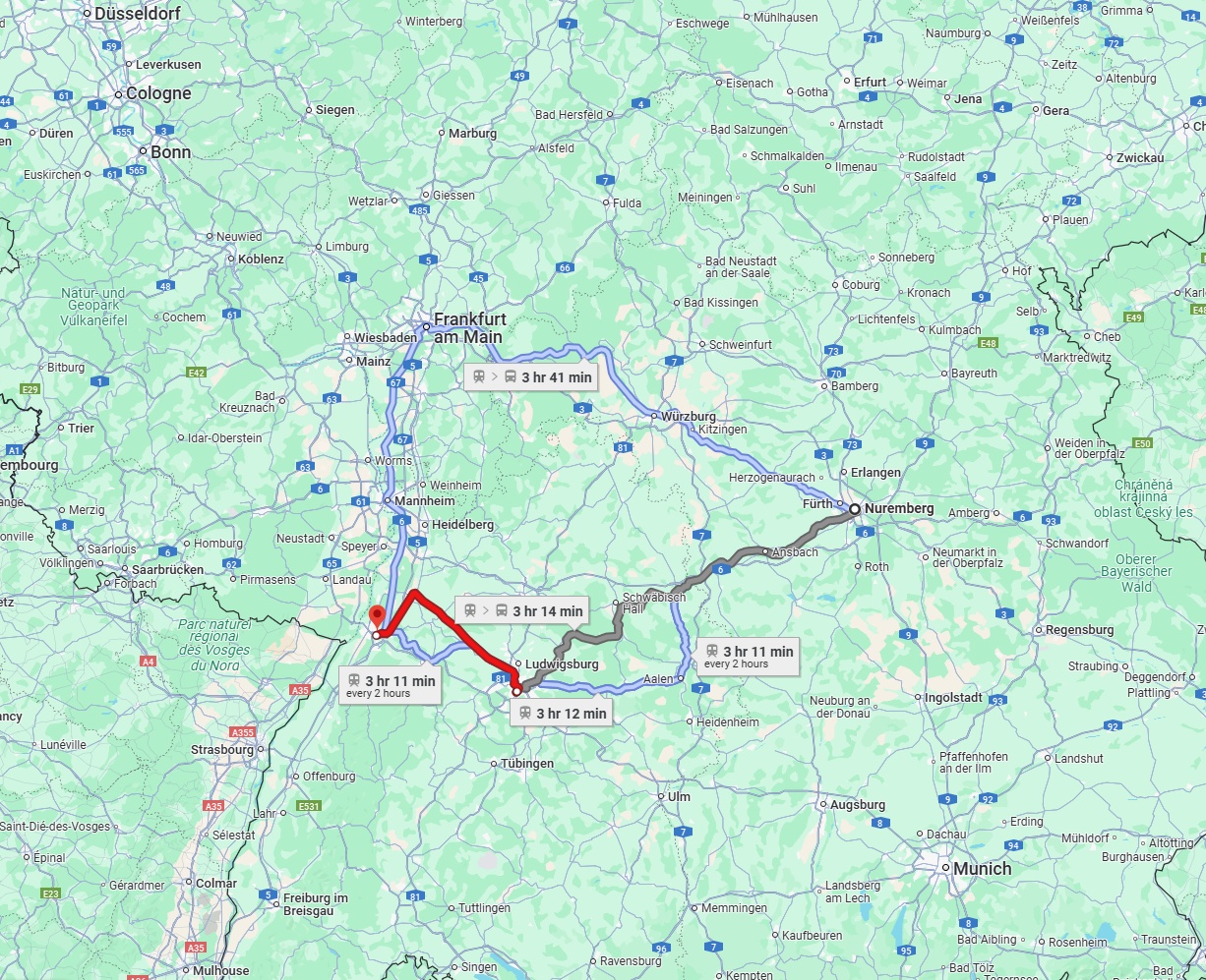 Anreise von Nürnberg Zu Karlsruhe Über 