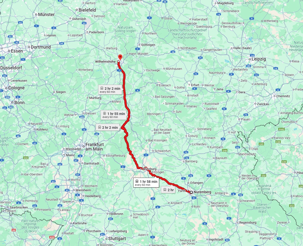 Anreise von Nürnberg Zu Kassel Über 