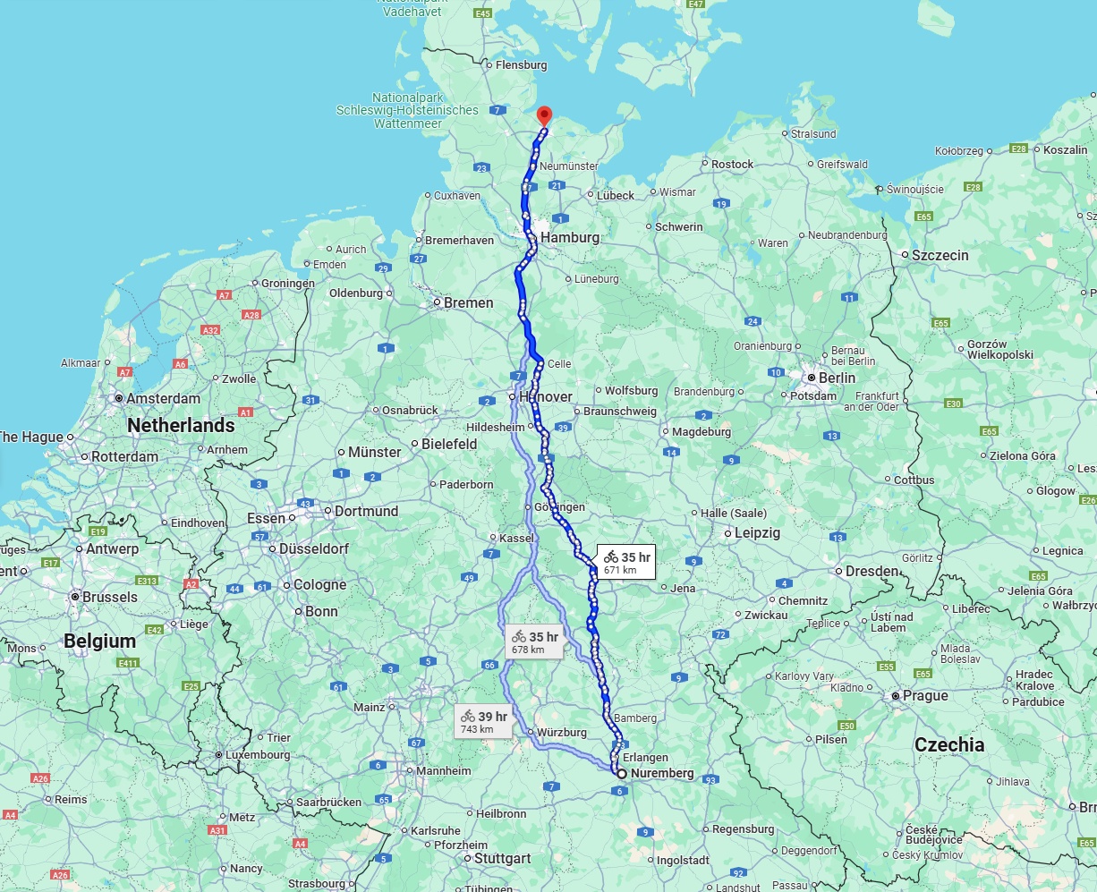 Anreise von Nürnberg Zu Kiel Über 