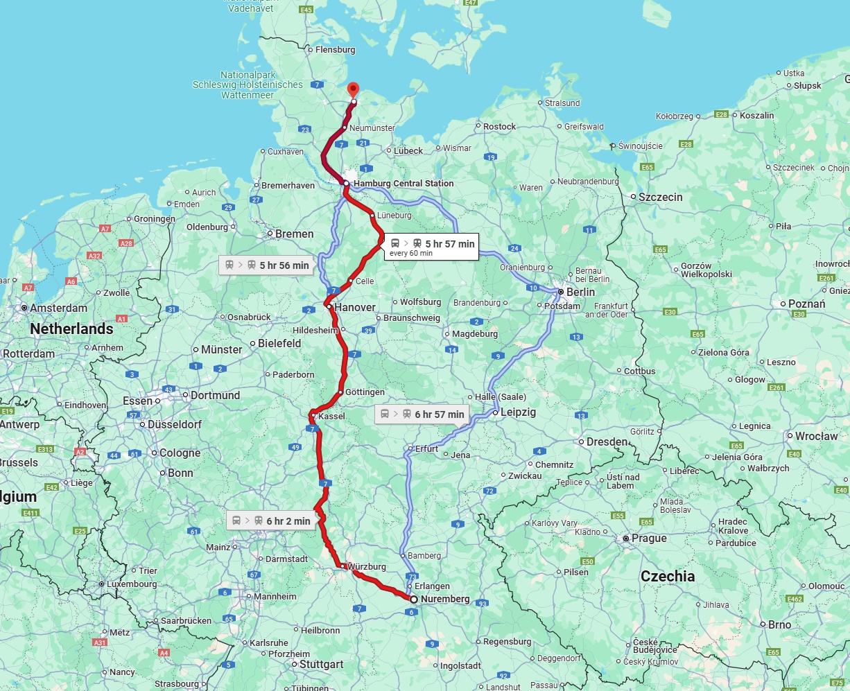 Anreise von Nürnberg Zu Kiel Über 