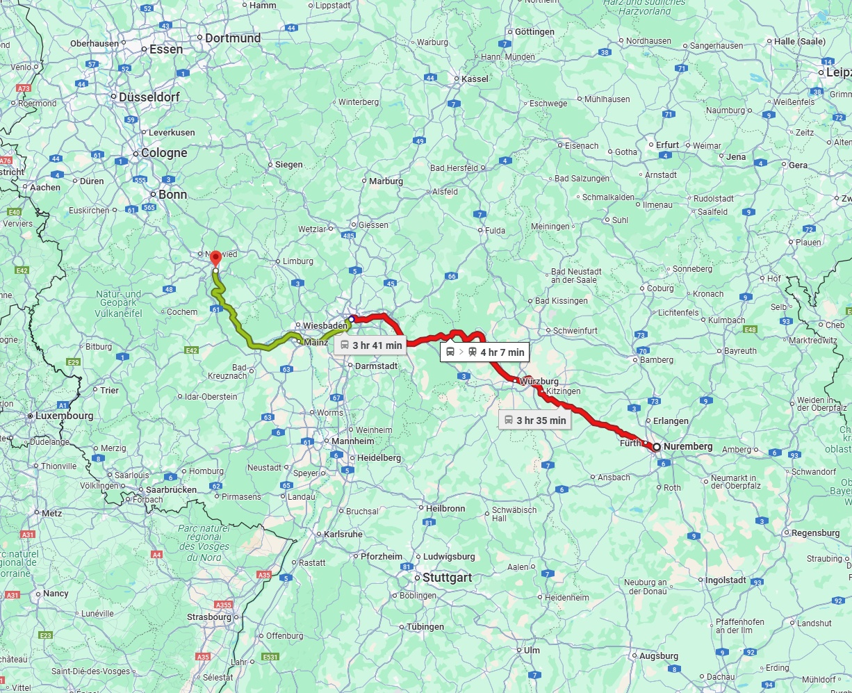 Anreise von Nürnberg Zu Koblenz Über 