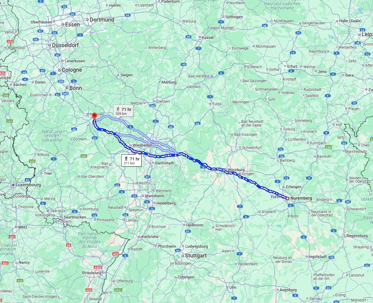 Anreise von Nürnberg Zu Koblenz Über 