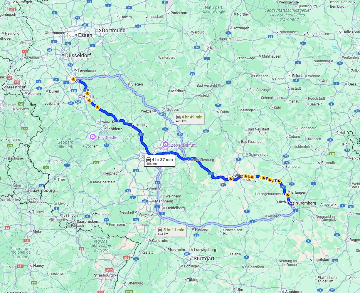 Anreise von Nürnberg Zu Köln Über via A3