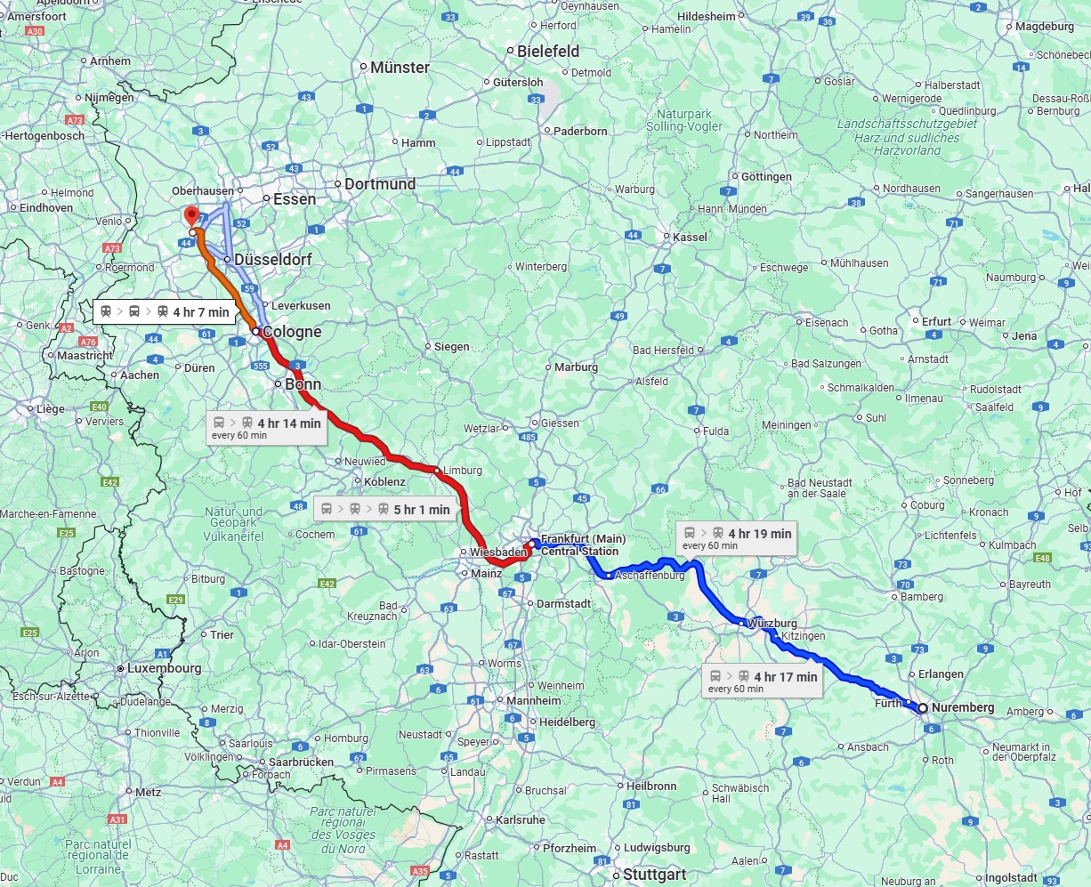 Anreise von Nürnberg Zu Krefeld Über 