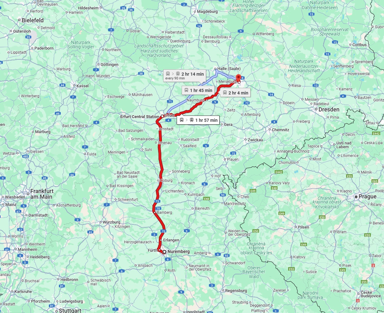 Anreise von Nürnberg Zu Leipzig Über 
