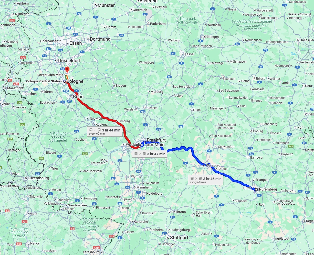 Anreise von Nürnberg Zu Leverkusen Über 
