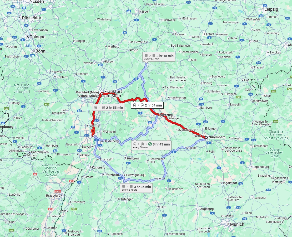 Anreise von Nürnberg Zu Mannheim Über 