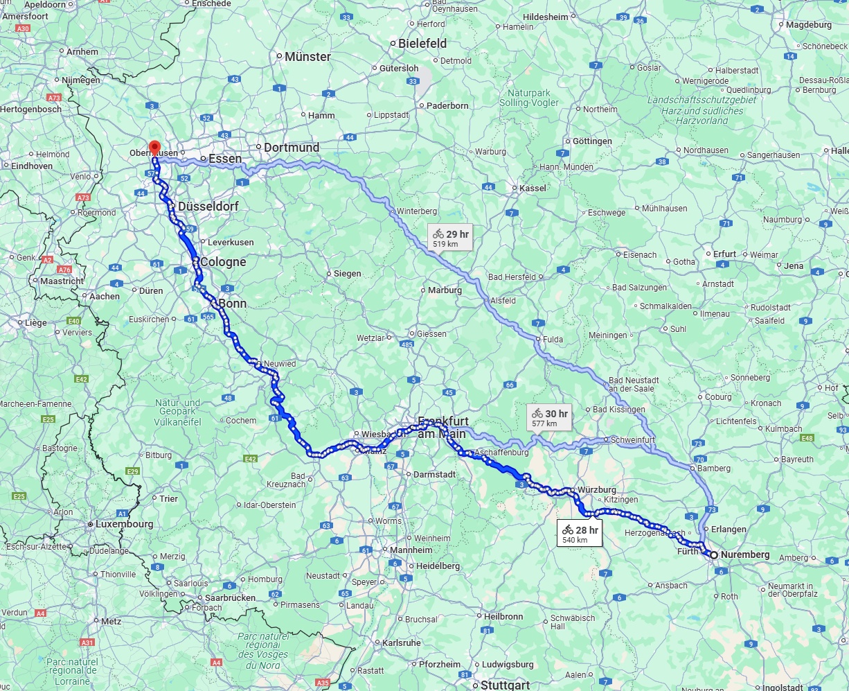 Anreise von Nürnberg Zu Moers Über 