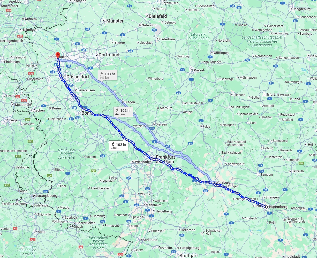 Anreise von Nürnberg Zu Moers Über 