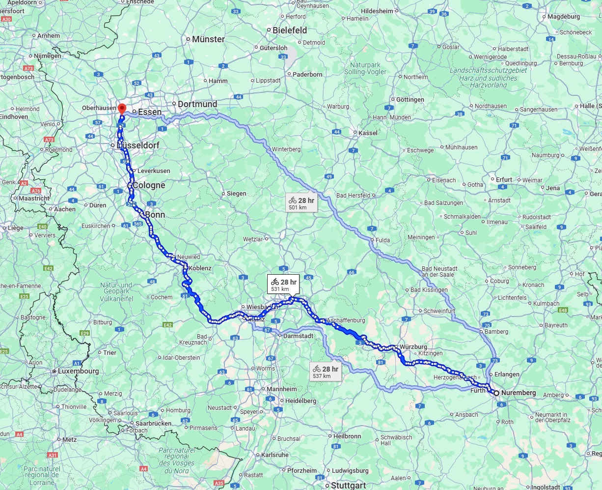 Anreise von Nürnberg Zu Mülheim an der Ruhr Über 
