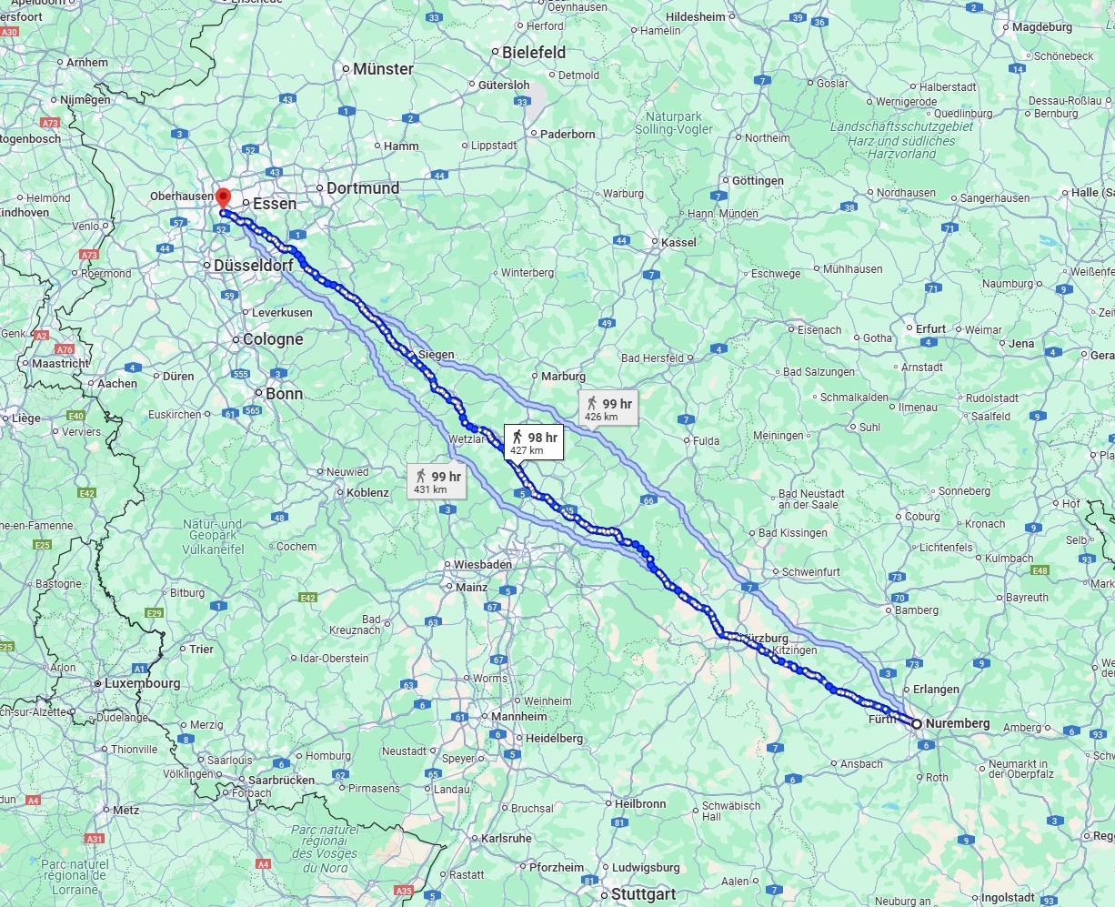 Anreise von Nürnberg Zu Mülheim an der Ruhr Über 