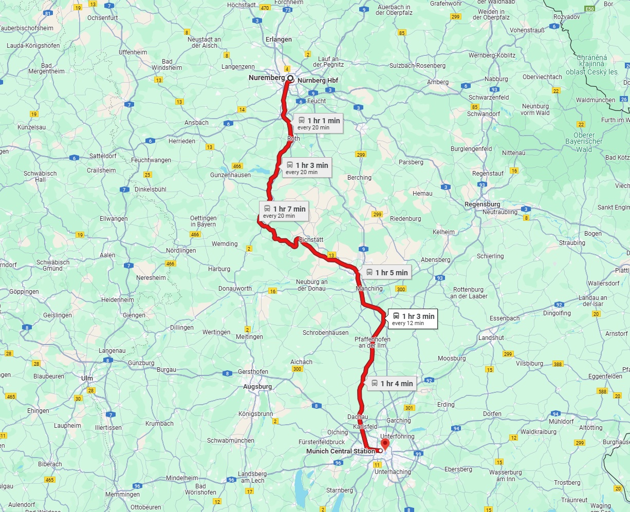 Anreise von Nürnberg Zu München Über 