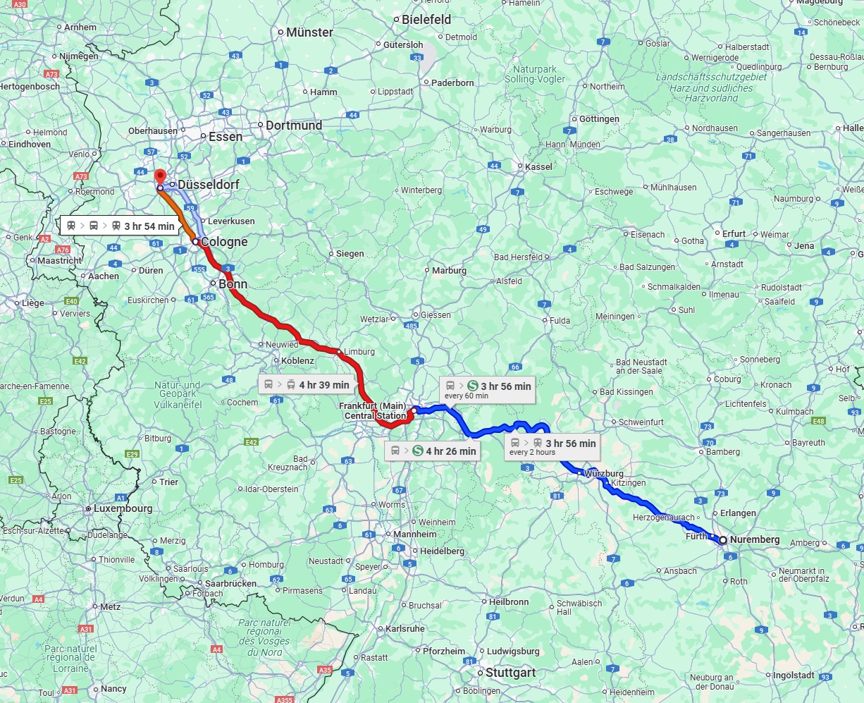 Anreise von Nürnberg Zu Neuss Über 
