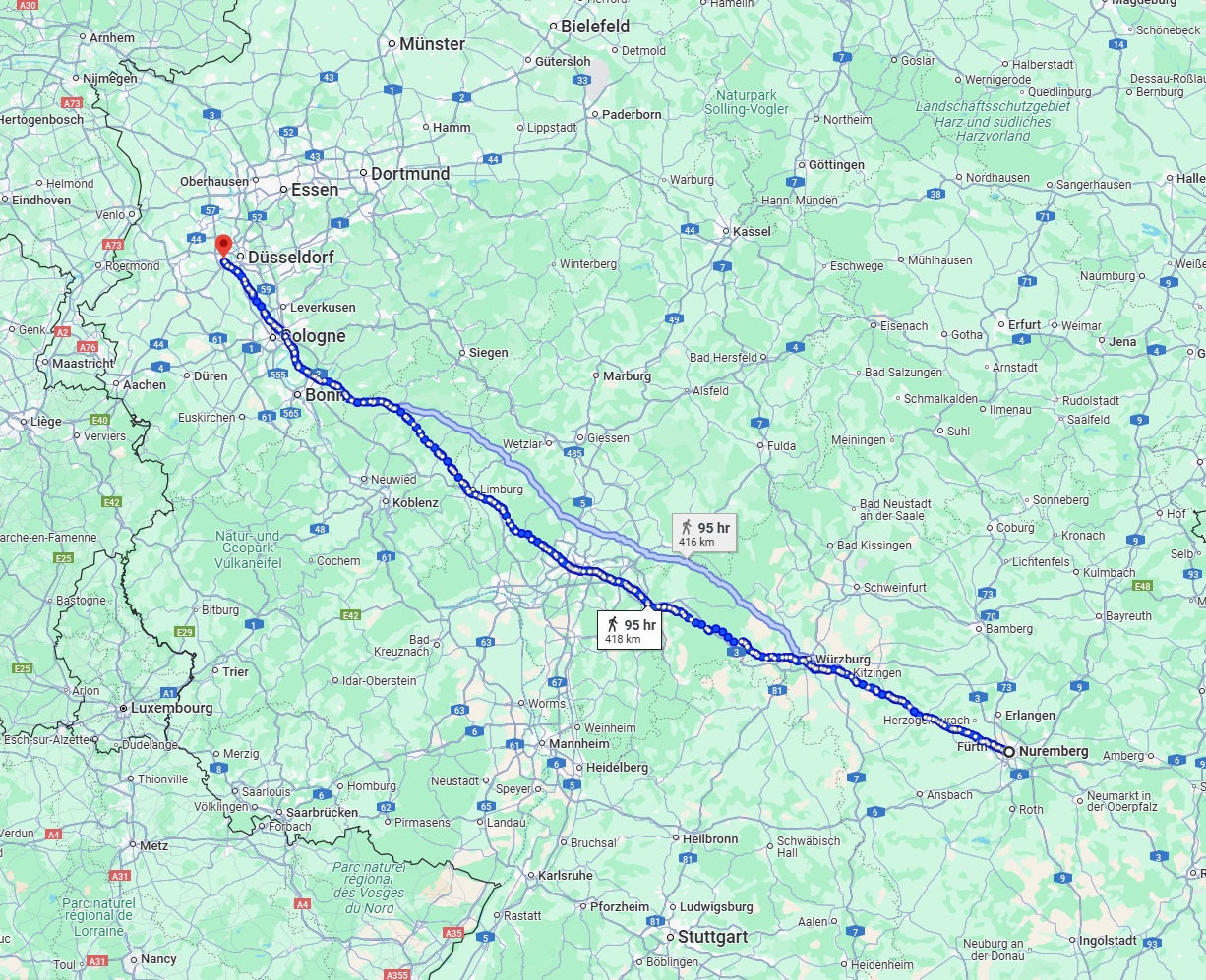 Anreise von Nürnberg Zu Neuss Über 