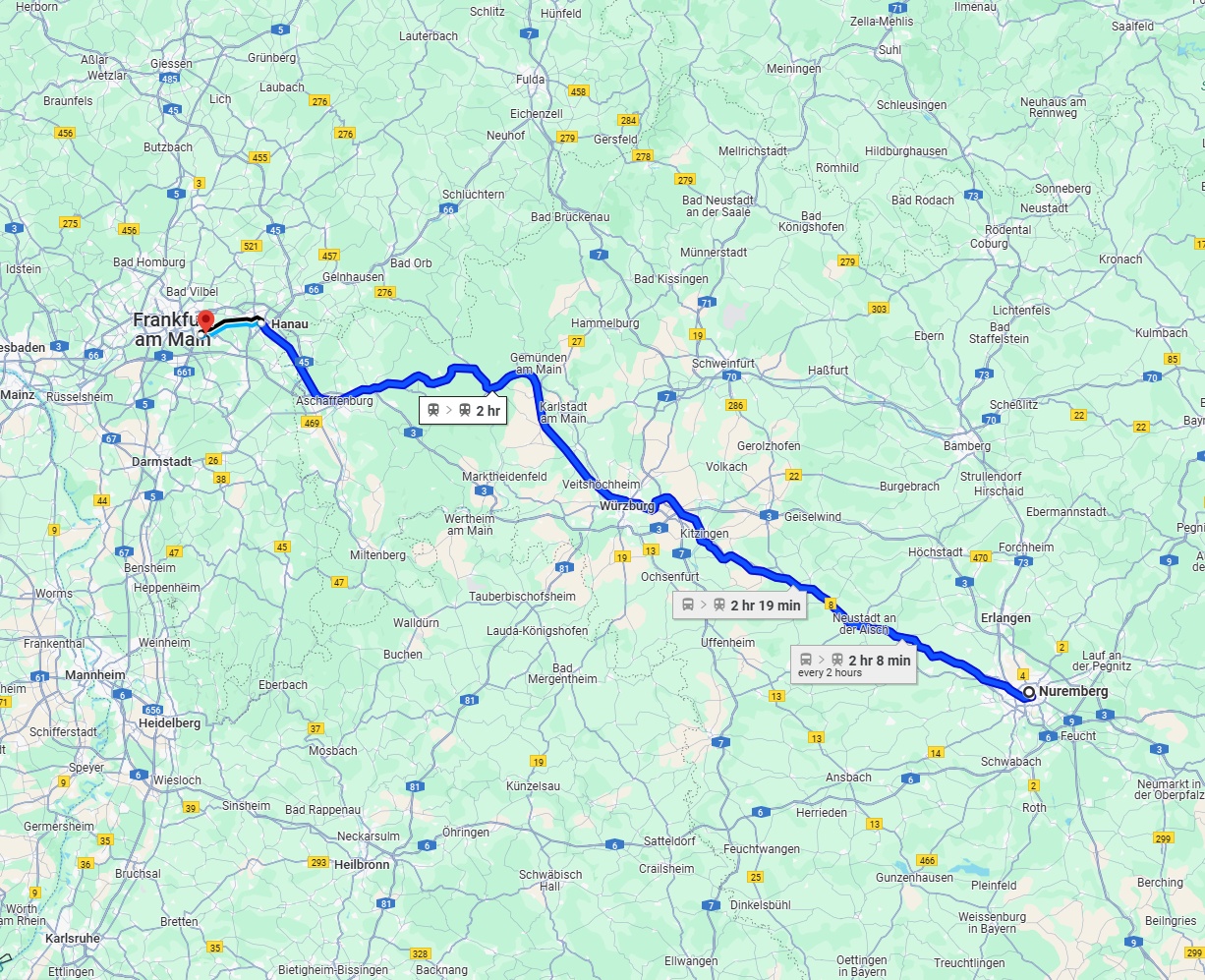 Anreise von Nürnberg Zu Offenbach am Main Über 