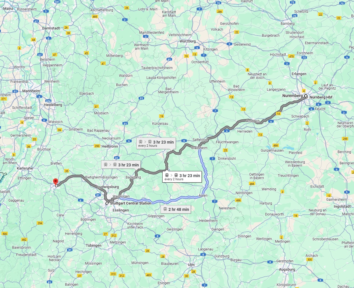Anreise von Nürnberg Zu Pforzheim Über 