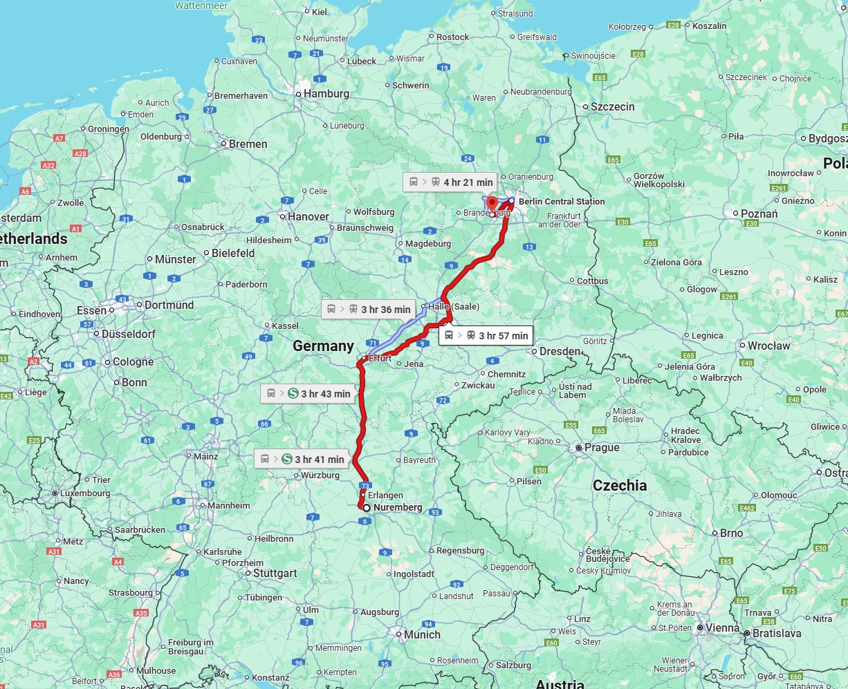 Anreise von Nürnberg Zu Potsdam Über 