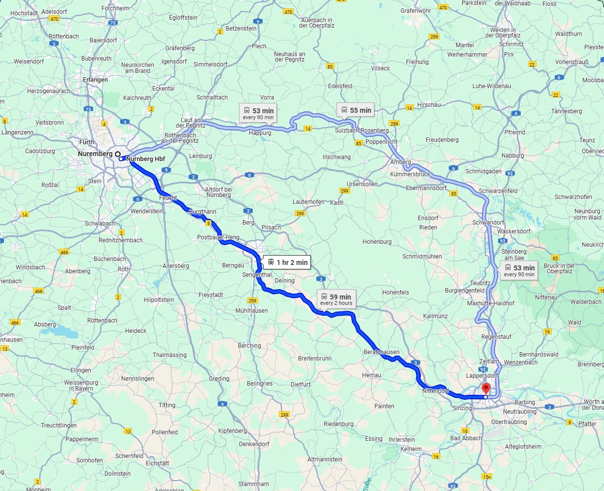 Anreise von Nürnberg Zu Regensburg Über 