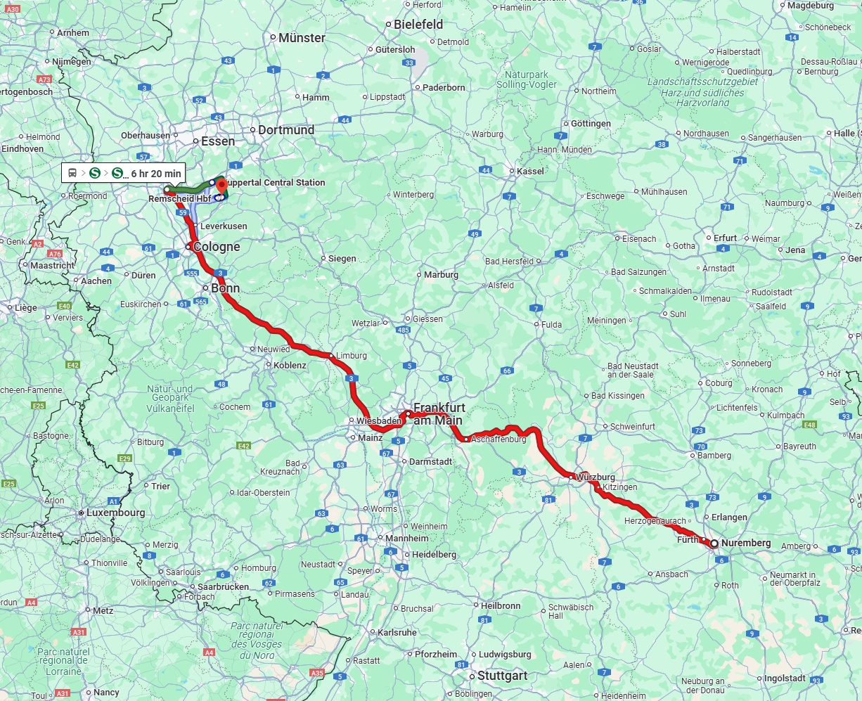 Anreise von Nürnberg Zu Remscheid Über 