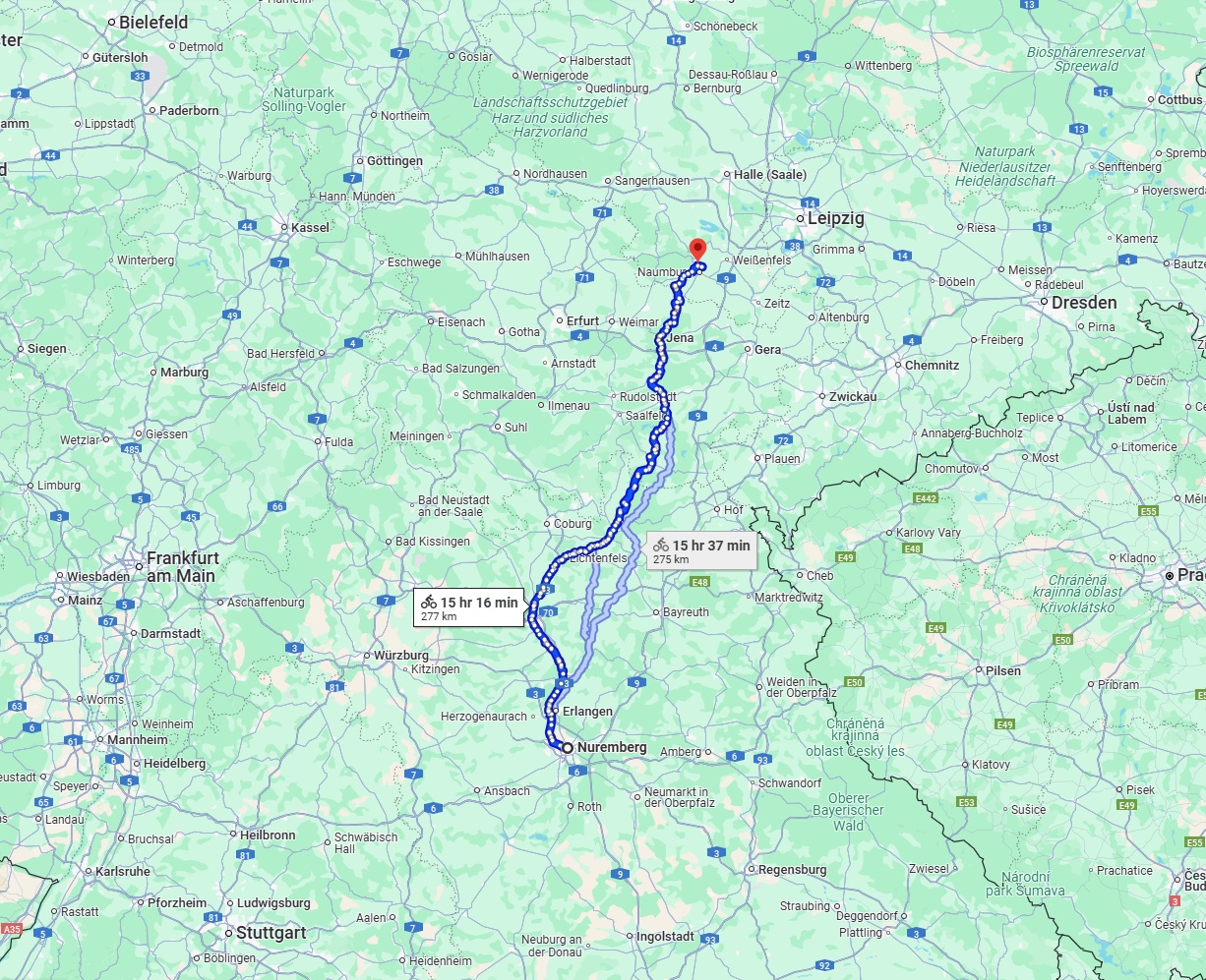 Anreise von Nürnberg Zu Saale Über 