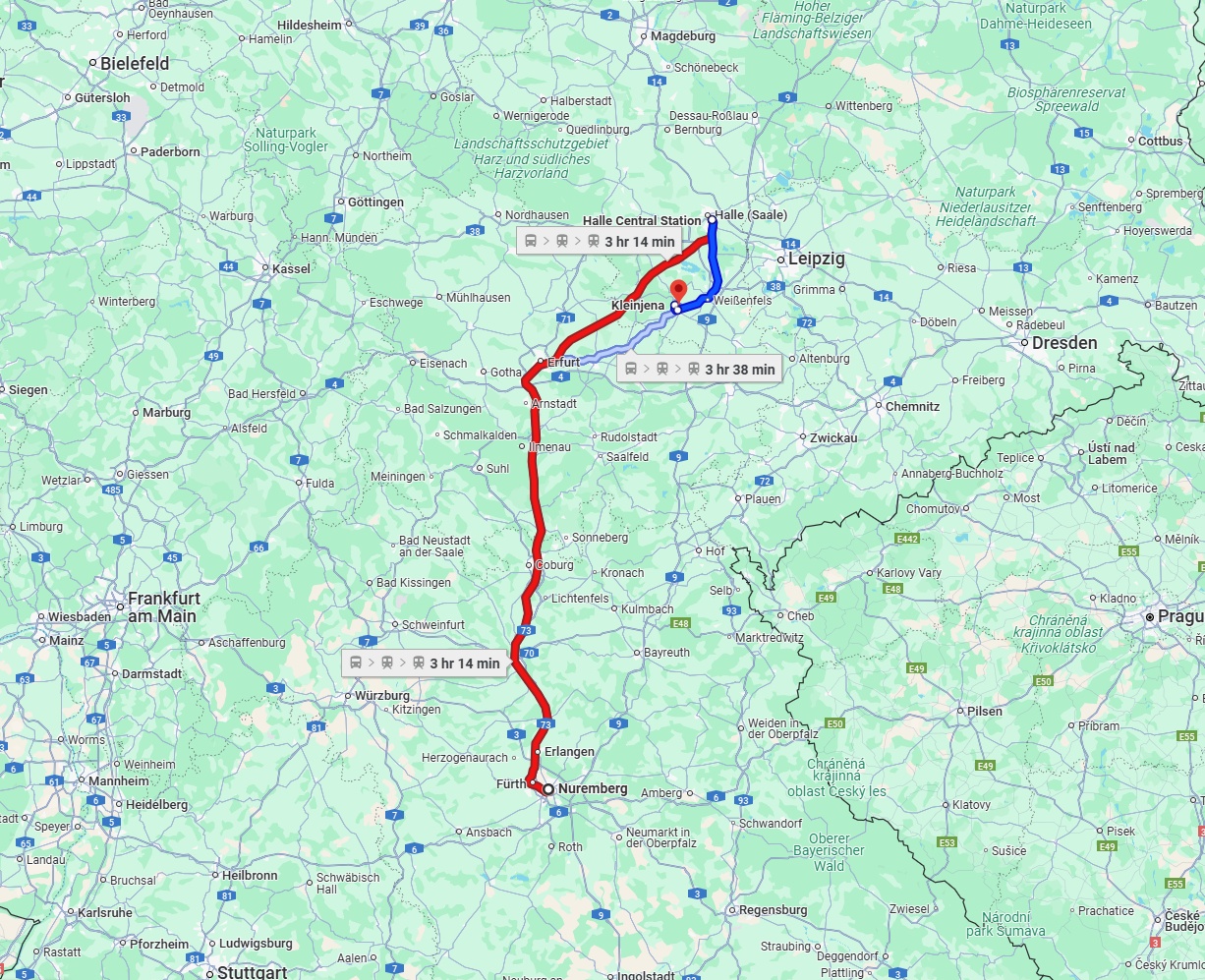 Anreise von Nürnberg Zu Saale Über 