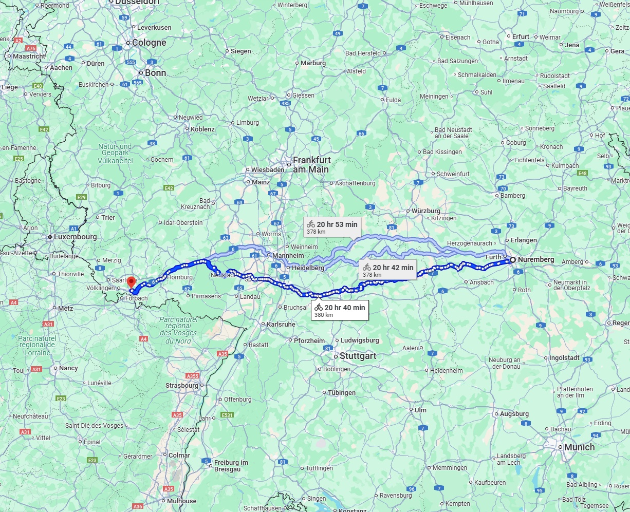Anreise von Nürnberg Zu Saarbrücken Über 