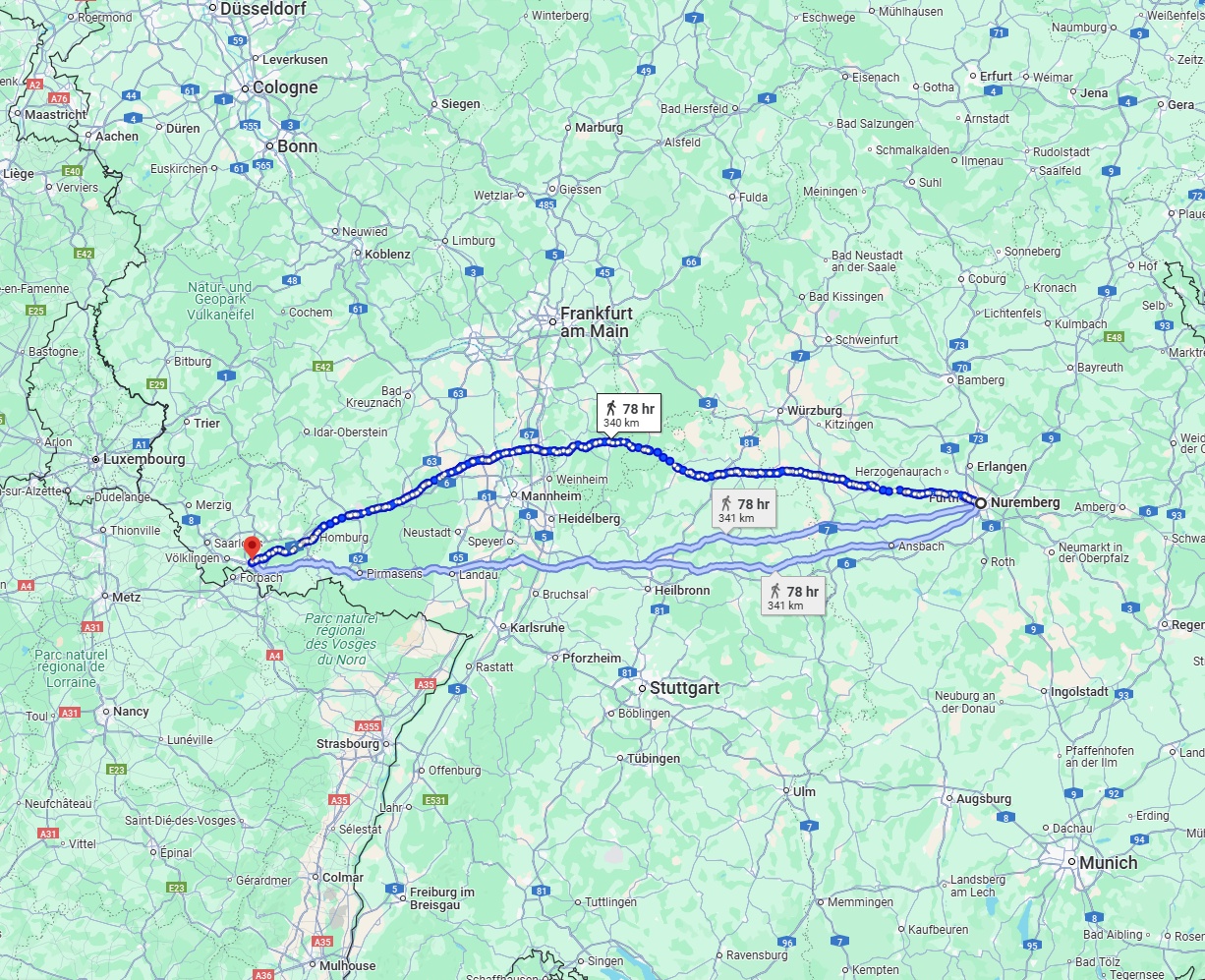 Anreise von Nürnberg Zu Saarbrücken Über 