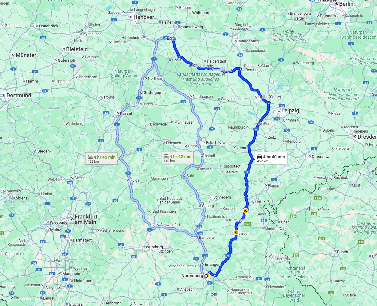 Anreise von Nürnberg Zu Salzgitter Über via A9