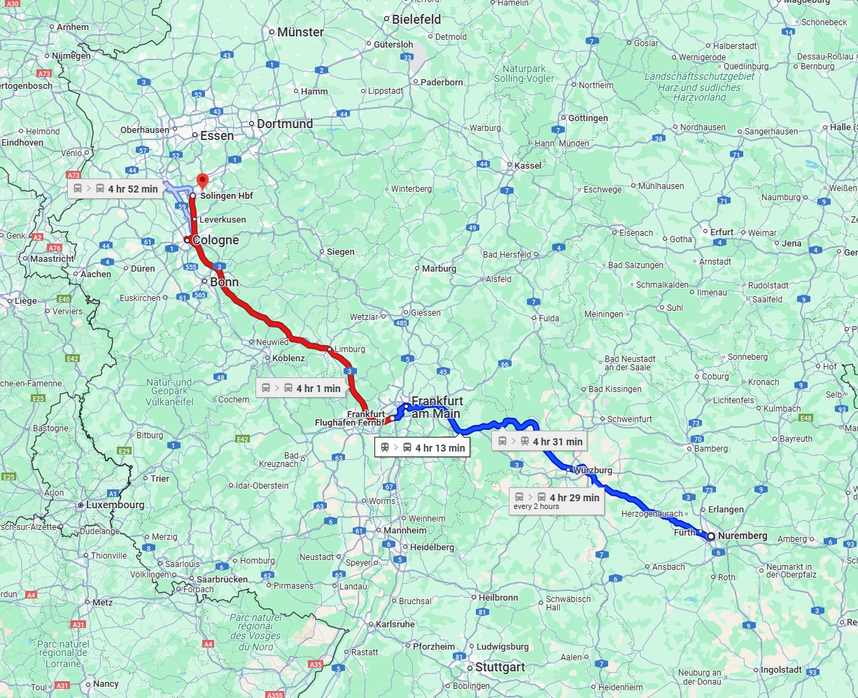 Anreise von Nürnberg Zu Solingen Über 