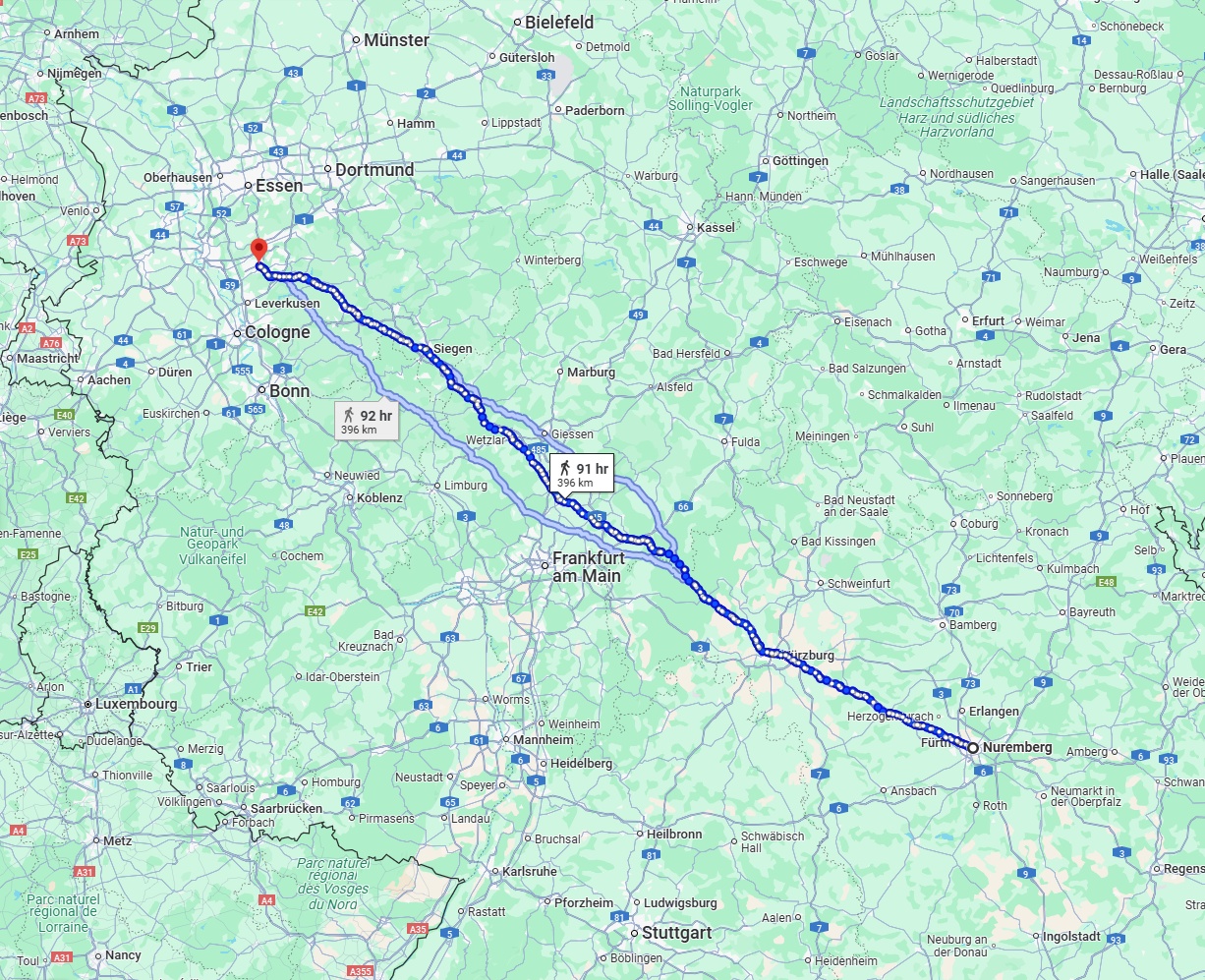 Anreise von Nürnberg Zu Solingen Über 