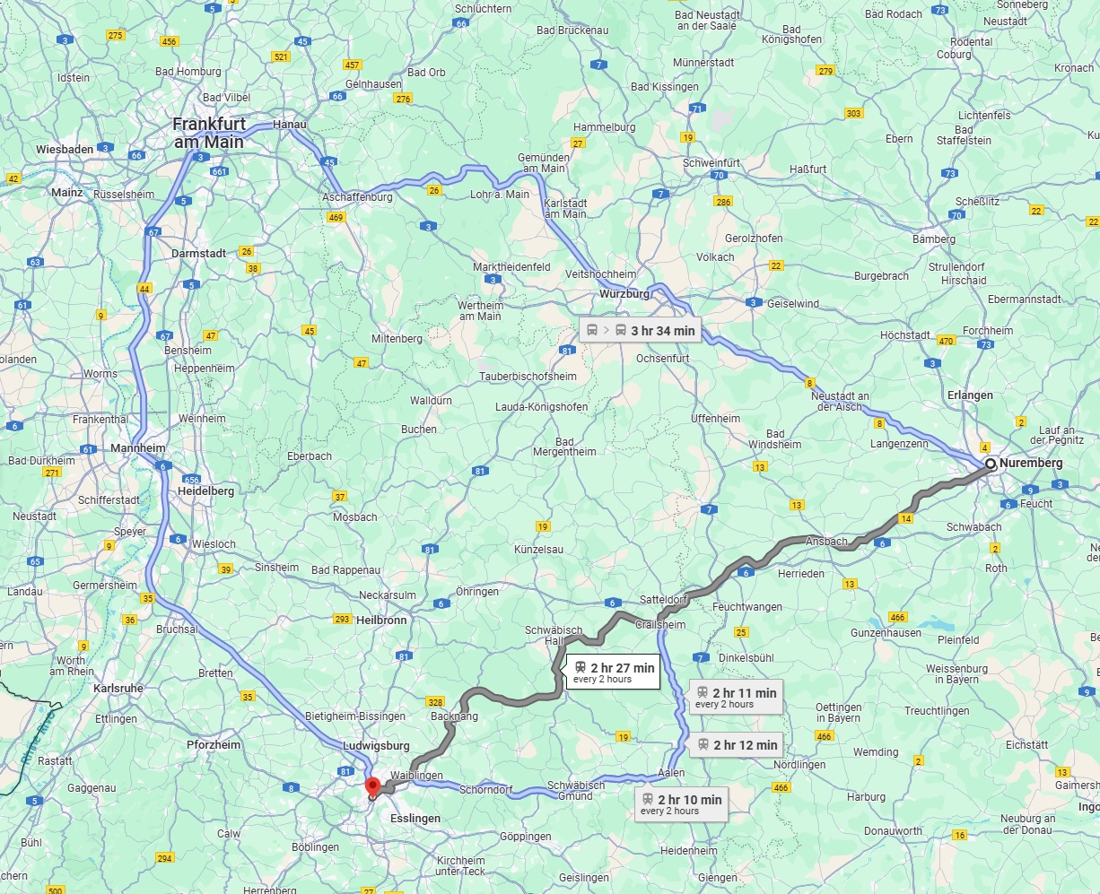 Anreise von Nürnberg Zu Stuttgart Über 