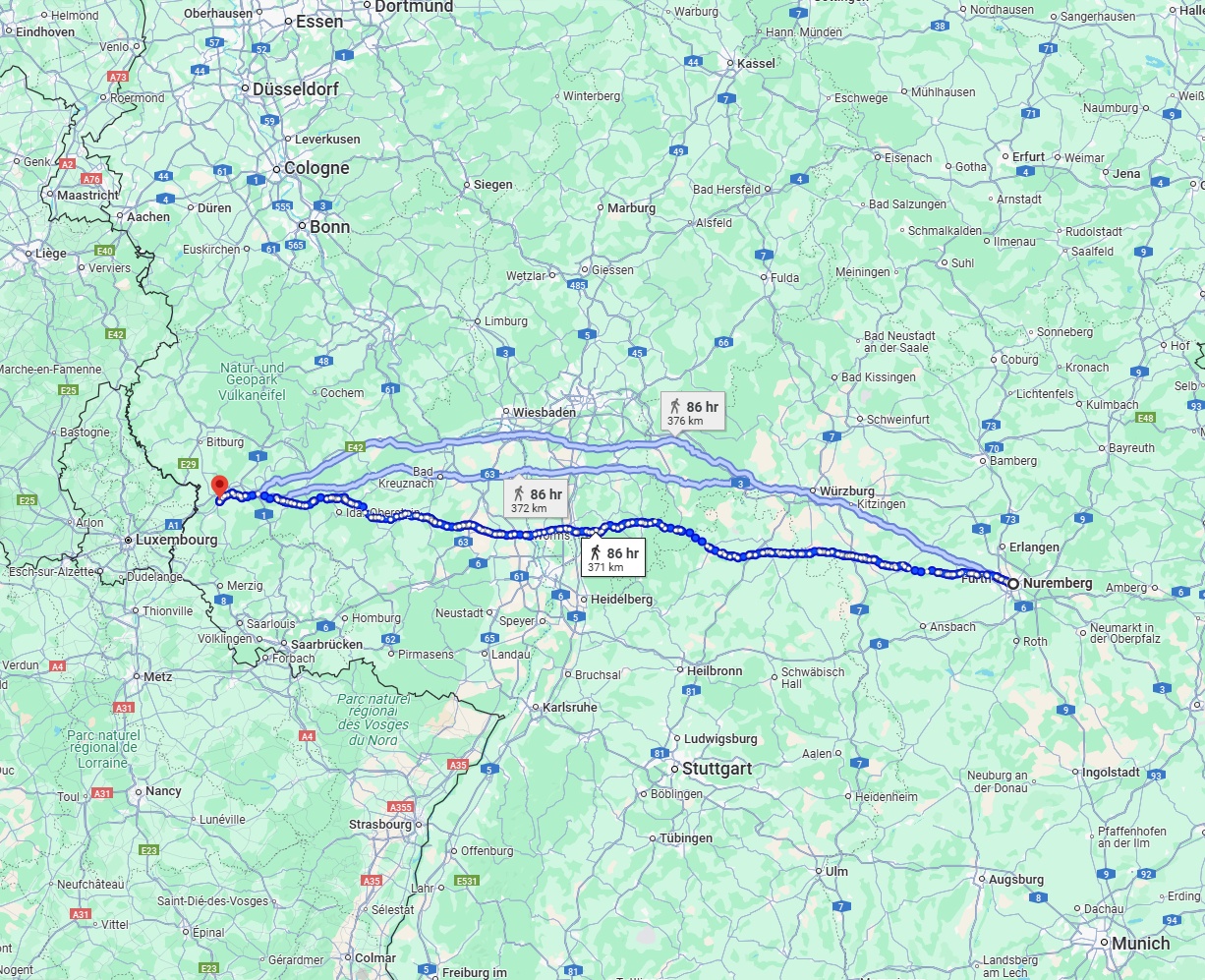 Anreise von Nürnberg Zu Trier Über 