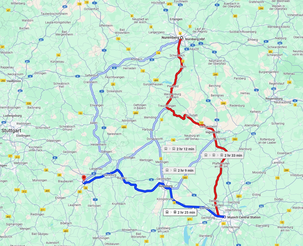 Anreise von Nürnberg Zu Ulm Über 