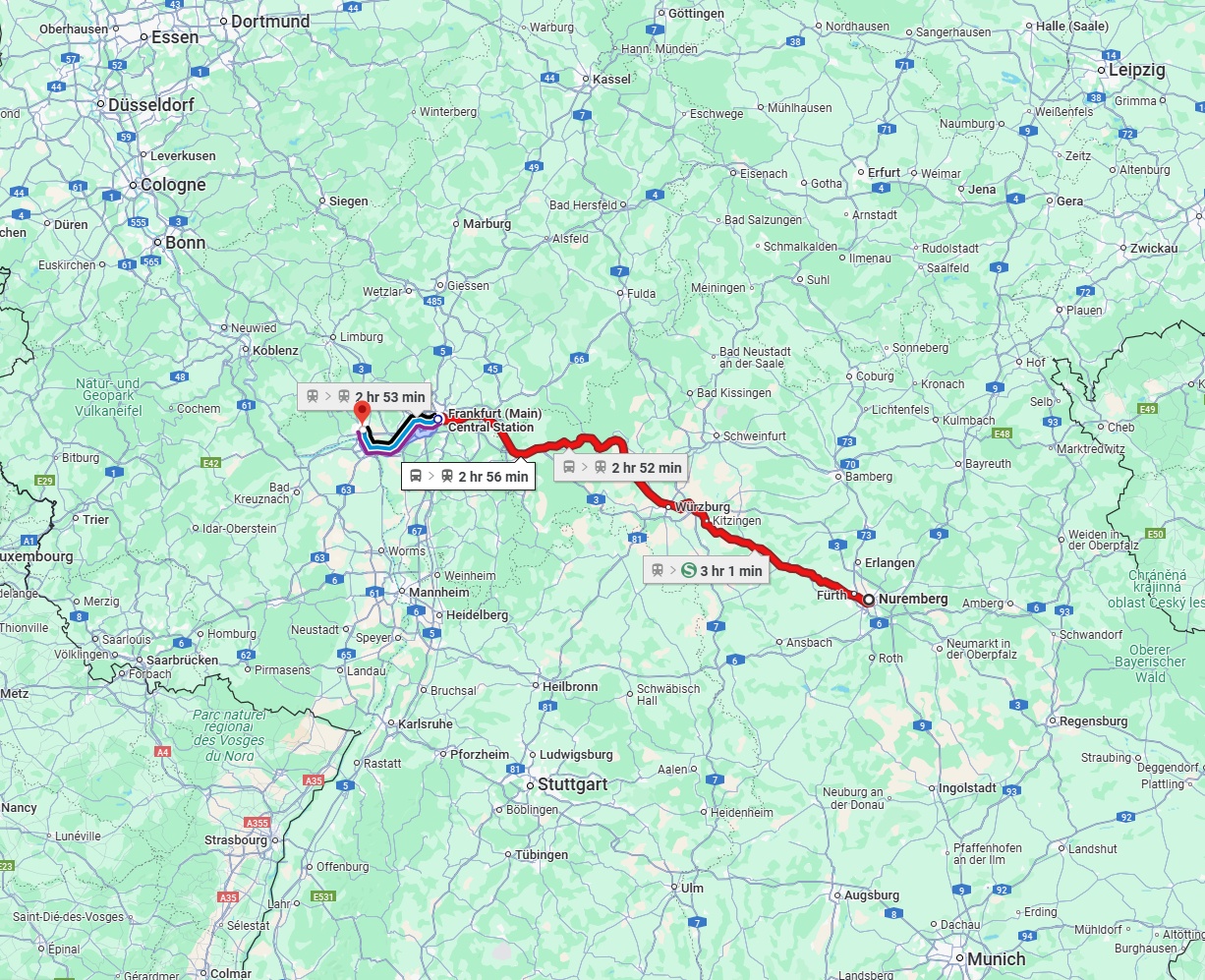 Anreise von Nürnberg Zu Wiesbaden Über 
